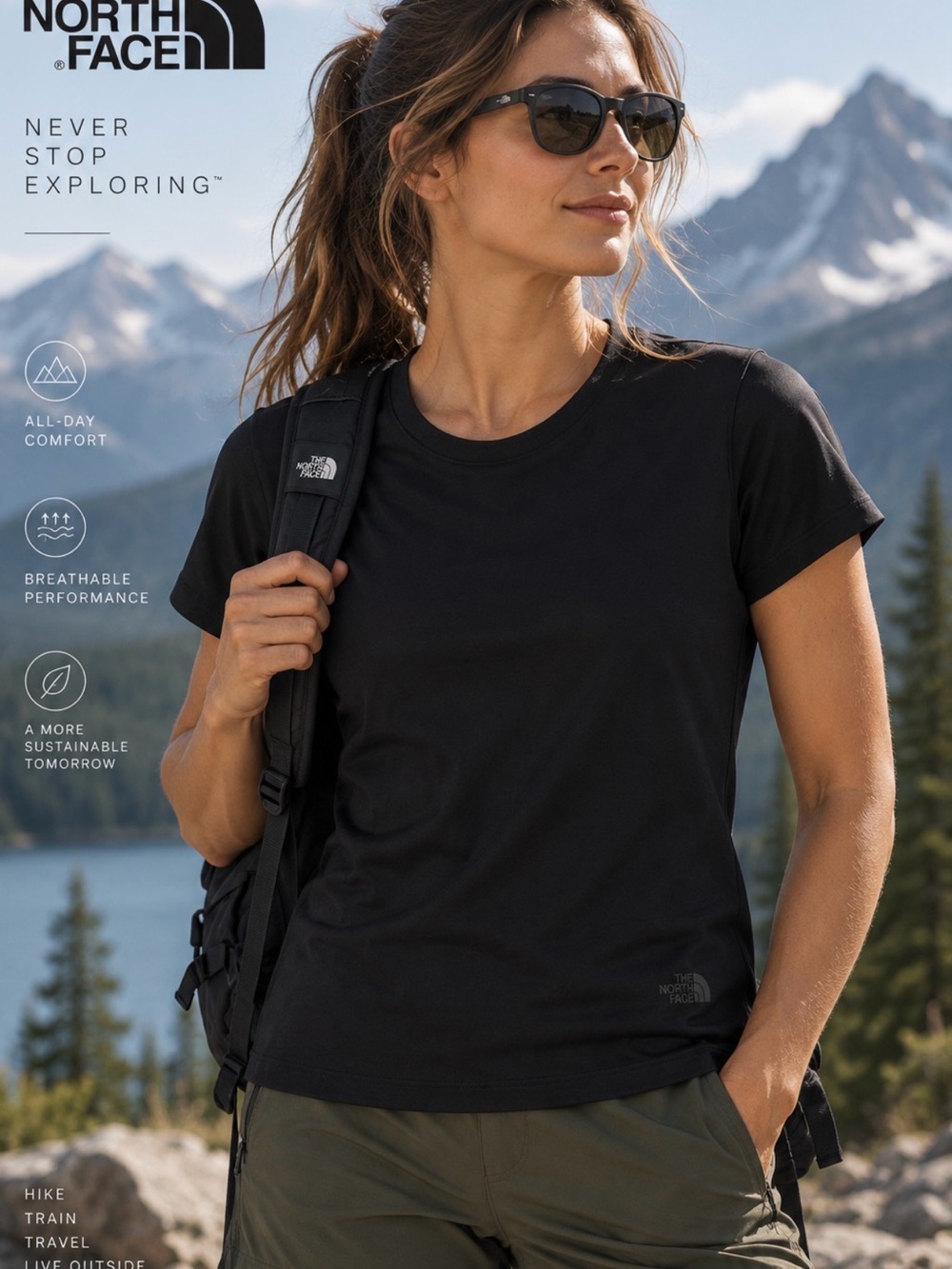 The North Face Black Short Sleeve Crew Tee for Women
